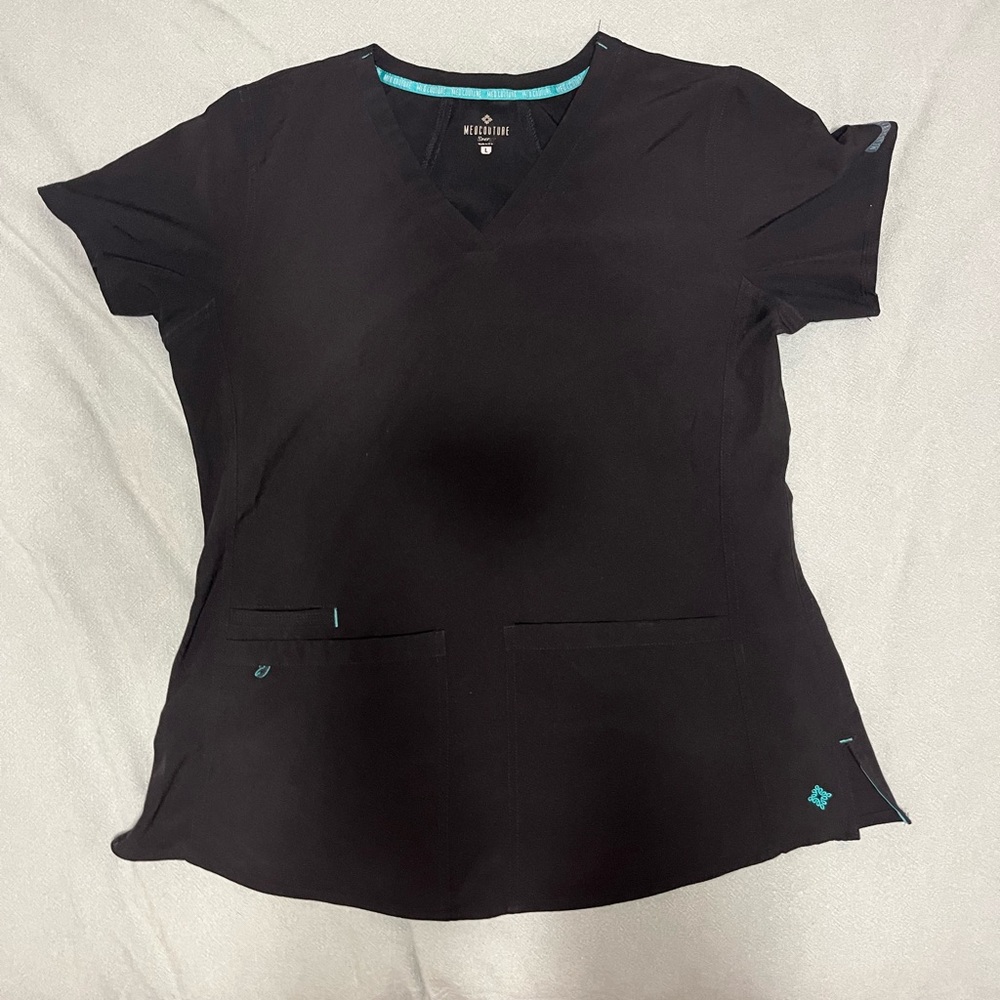 Med Couture Black Scrub Top, women’s size L